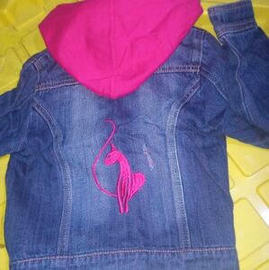 Baby Phat NWOT Pink and Blue Kids Denim Jacket 🥰 Sz 6X Built In Hood ADORABLE